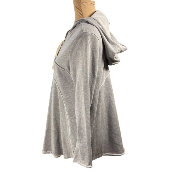 Altar'd State Hoodie Top Swing Hem Grey S Small Cotton Stretch - Picture 2 of 7